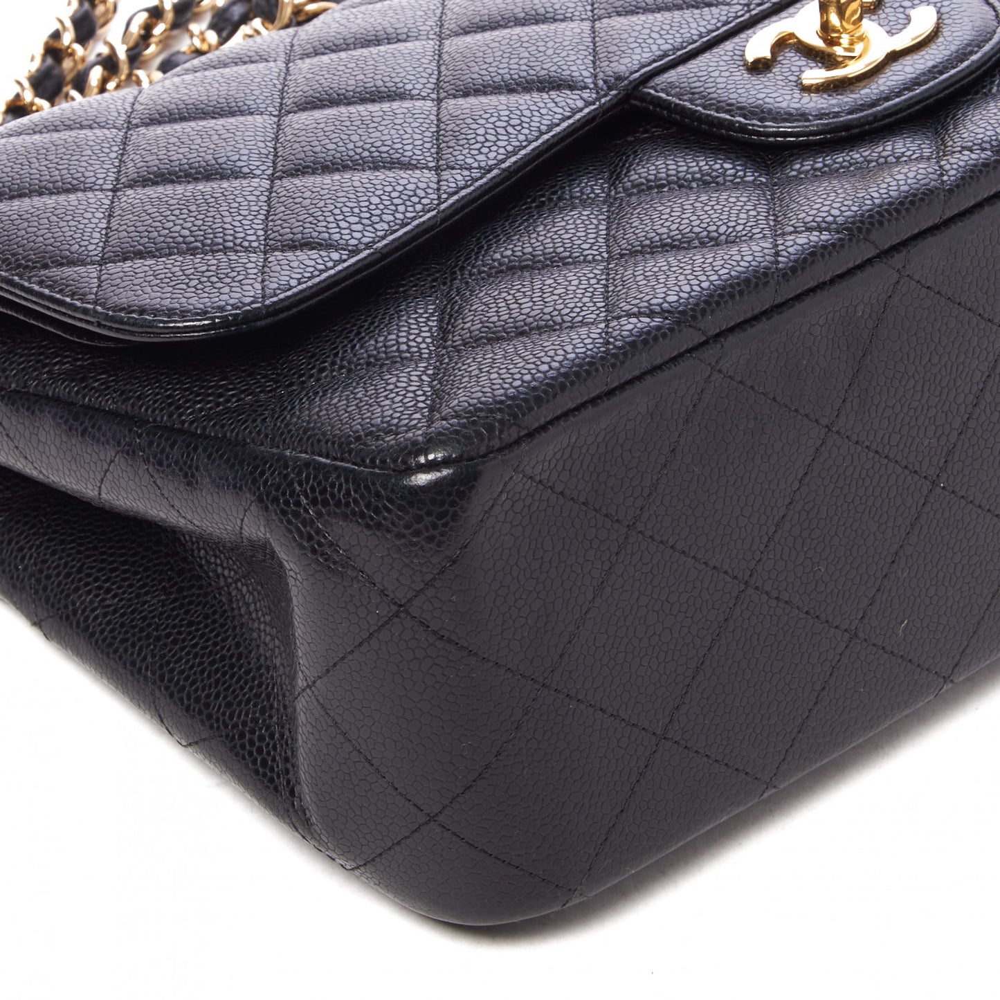 Caviar Quilted Jumbo Double Flap Black