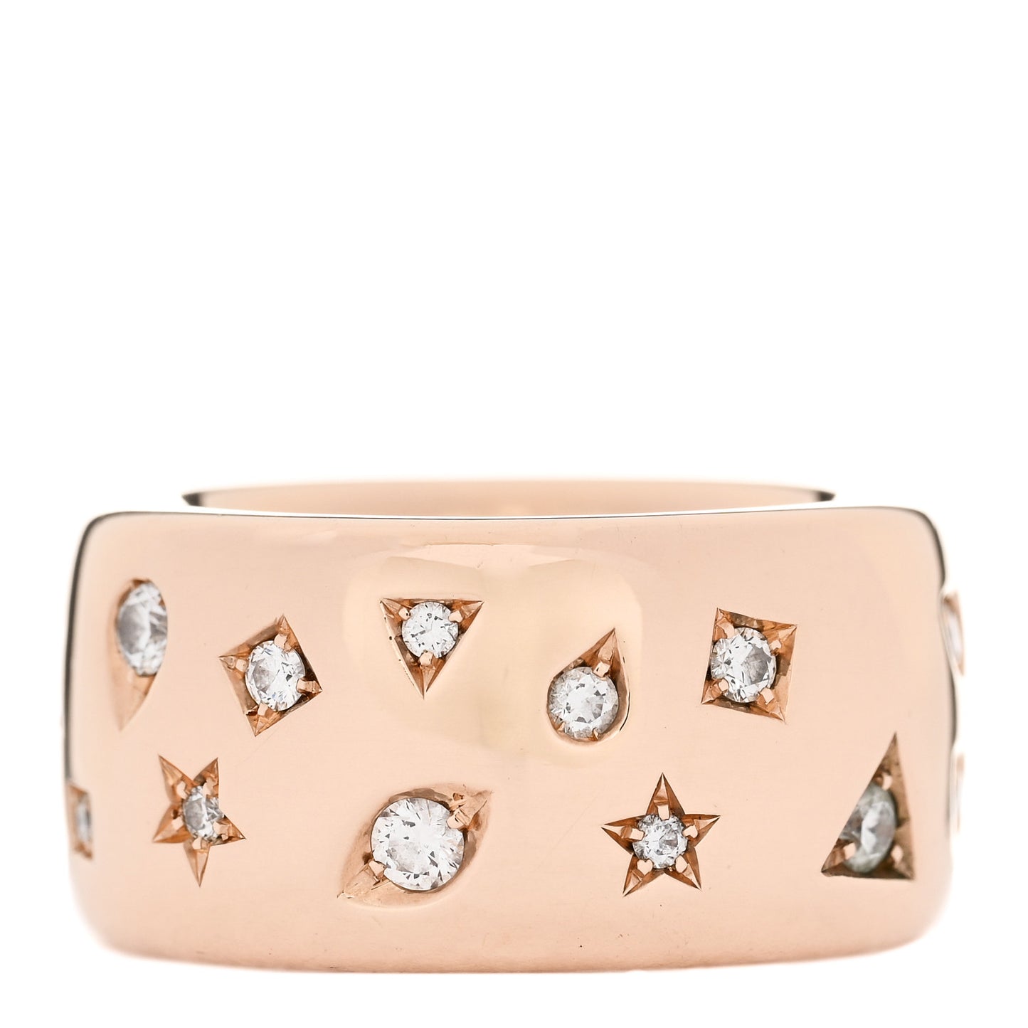 18K Rose Gold Diamond Maxi Iconica Band Ring 52 6