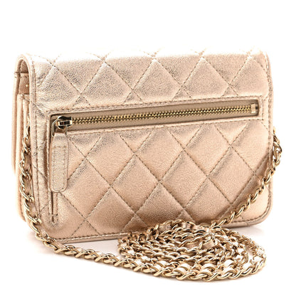 Chanel Metallic Lambskin Quilted Mini Wallet On Chain WOC Gold 3 of 10