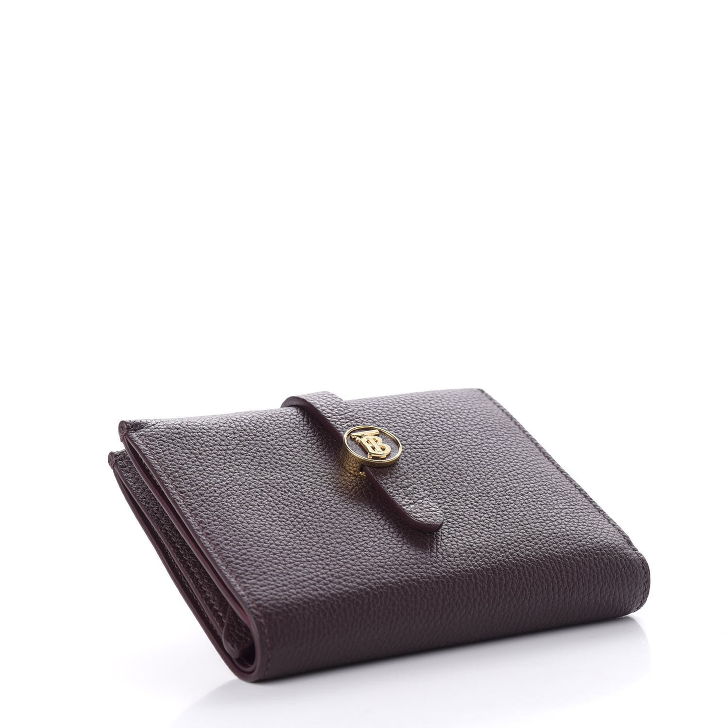 Grainy Calfskin Monogram Motif Folding Wallet Brown