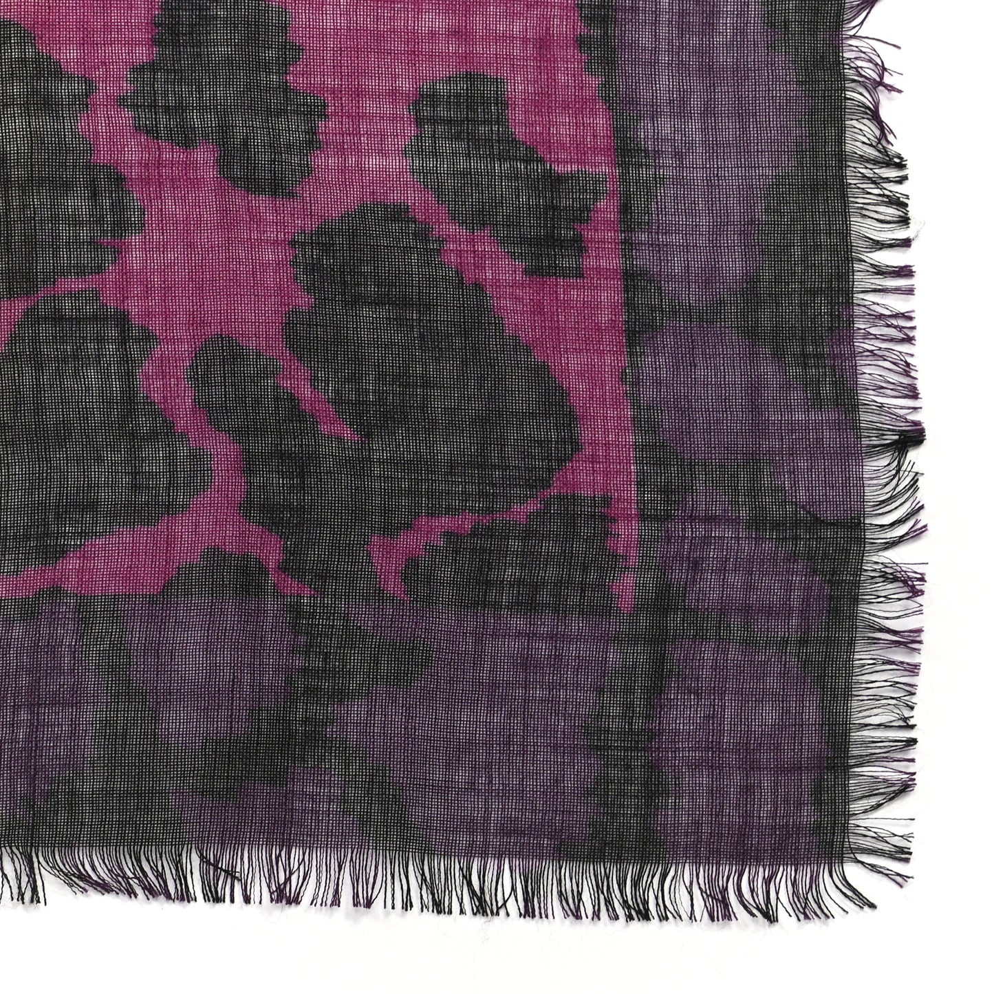 Wool Silk Cashmere London Animal Print Square Scarf Magenta