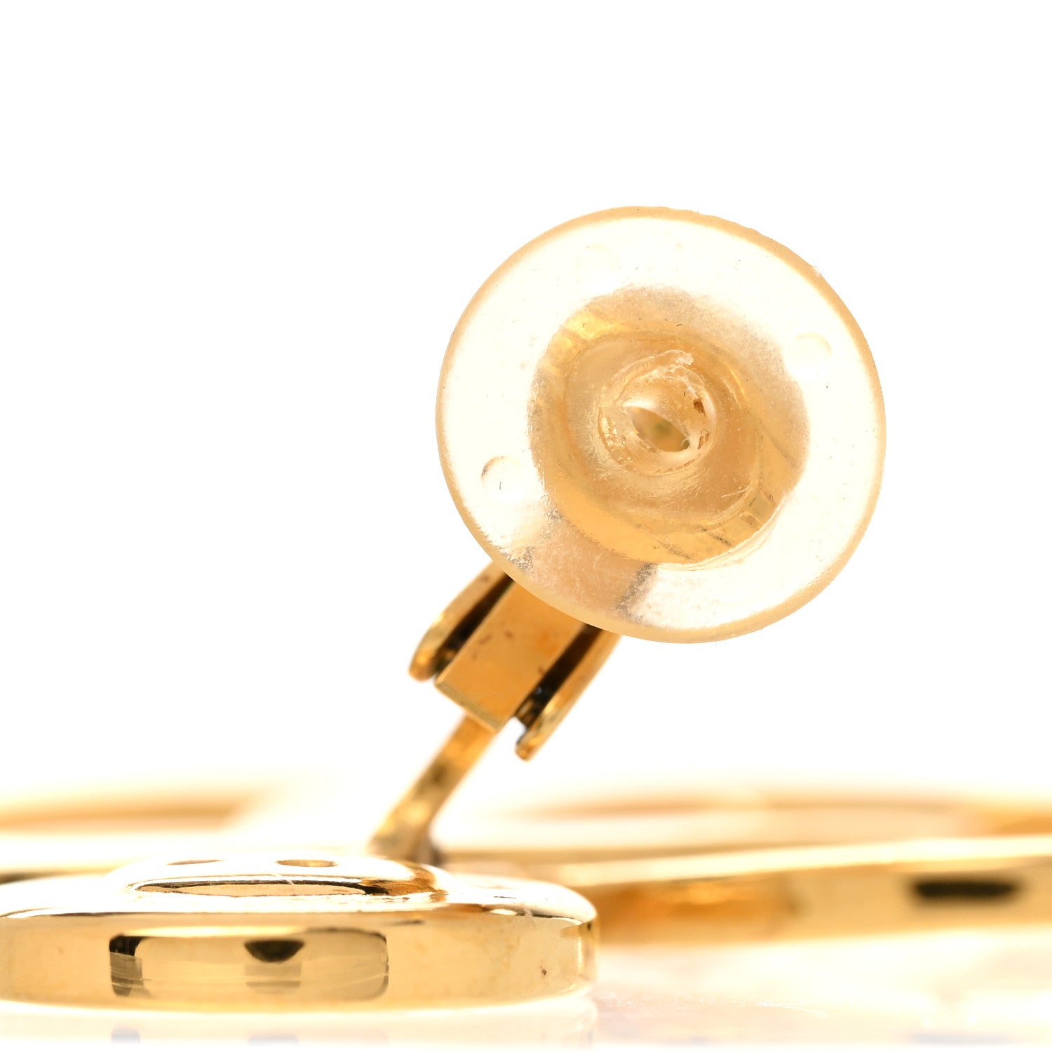 Chanel Metal Large Paris Button Clip On Earrings Gold 5 of 5