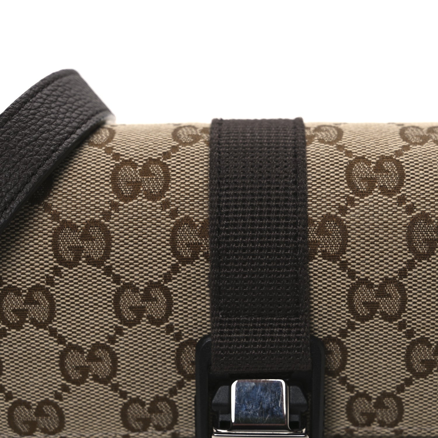 Gucci GG Supreme Monogram Textured Dollar Calfskin Mini Ophidia Buckle Shoulder Bag Beige Ebony New Acero 8 of 10