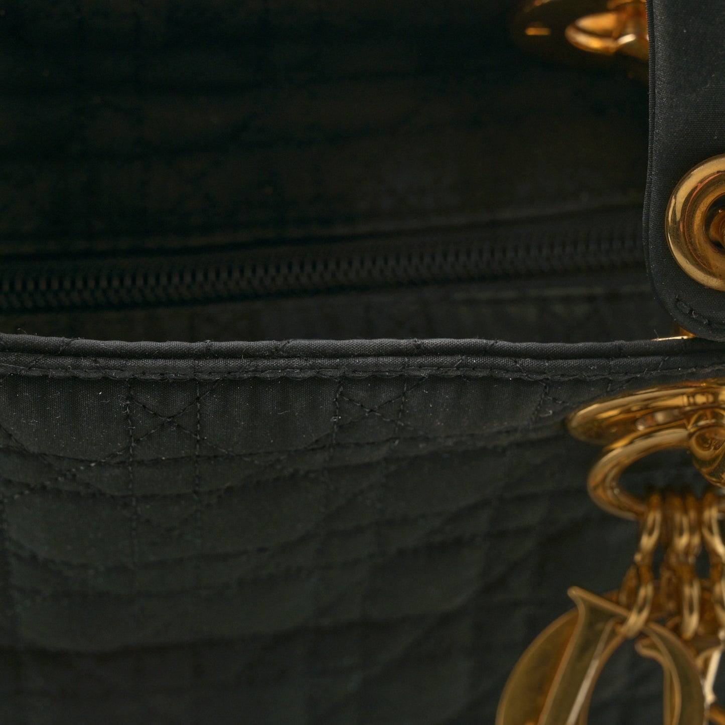 Nylon Cannage Medium Lady Dior Black