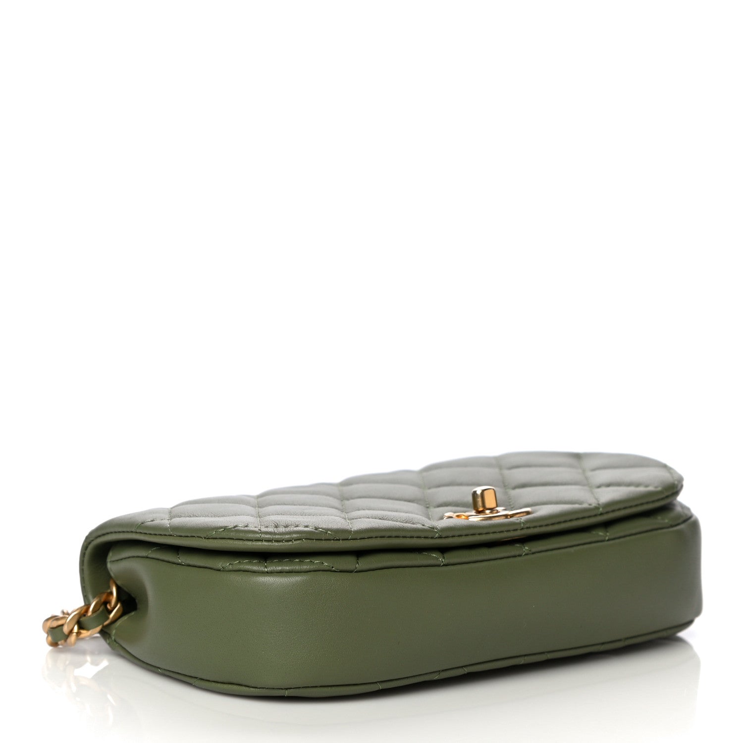 Chanel Calfskin Quilted Coco Mail Clutch With Chain Green 5 of 14