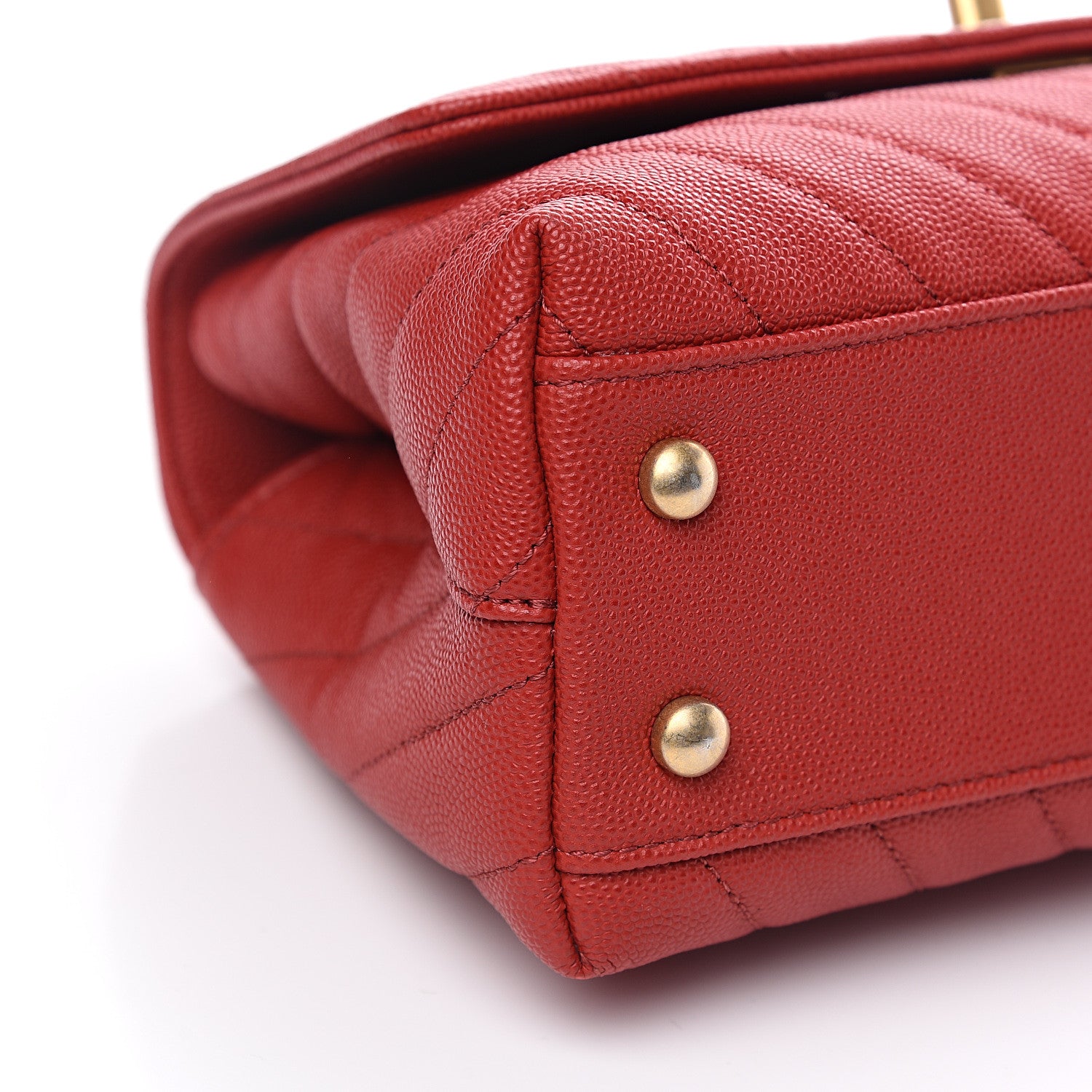 Chanel Caviar Chevron Quilted Mini Coco Handle Flap Red 7 of 9