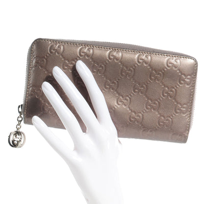 Gucci Metallic Guccissima Large Twins Zip Around Wallet Mauve 2 of 7