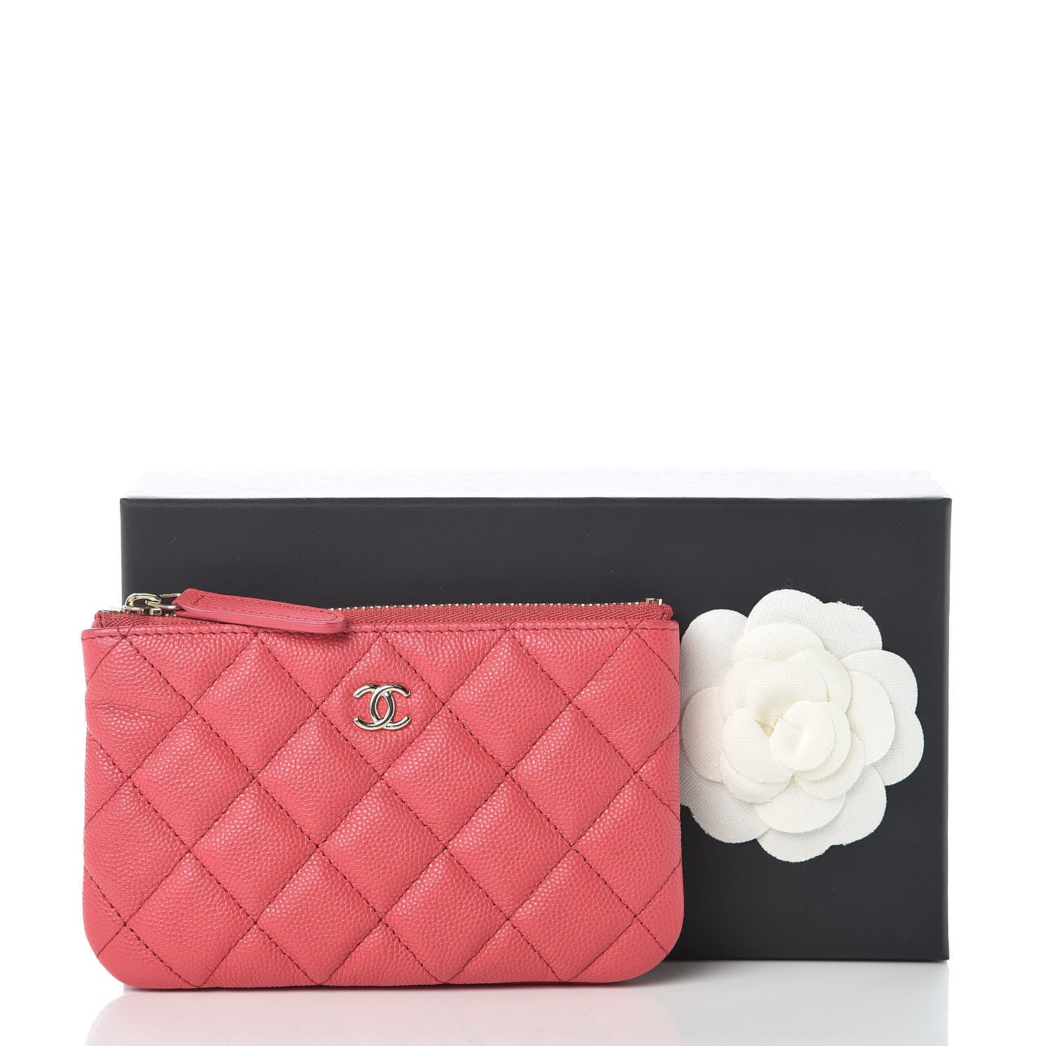 Chanel Caviar Quilted Small Cosmetic Case Dark Pink 8 of 8