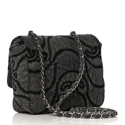 Chanel Denim Embossed CC Logo Print Mini Single Flap Black 2 of 13