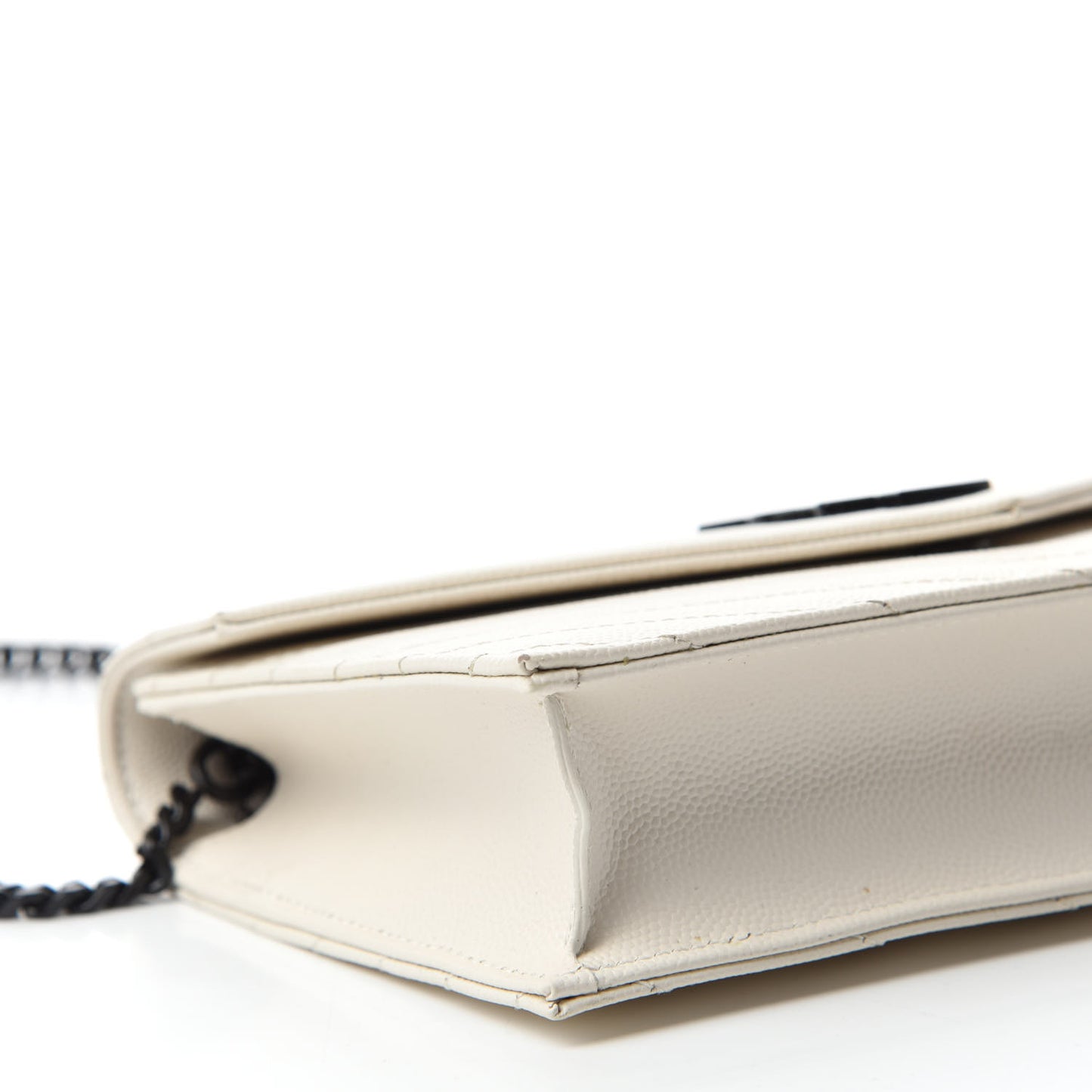 Grain De Poudre Matelasse Chevron Monogram Envelope Chain Wallet Dove White