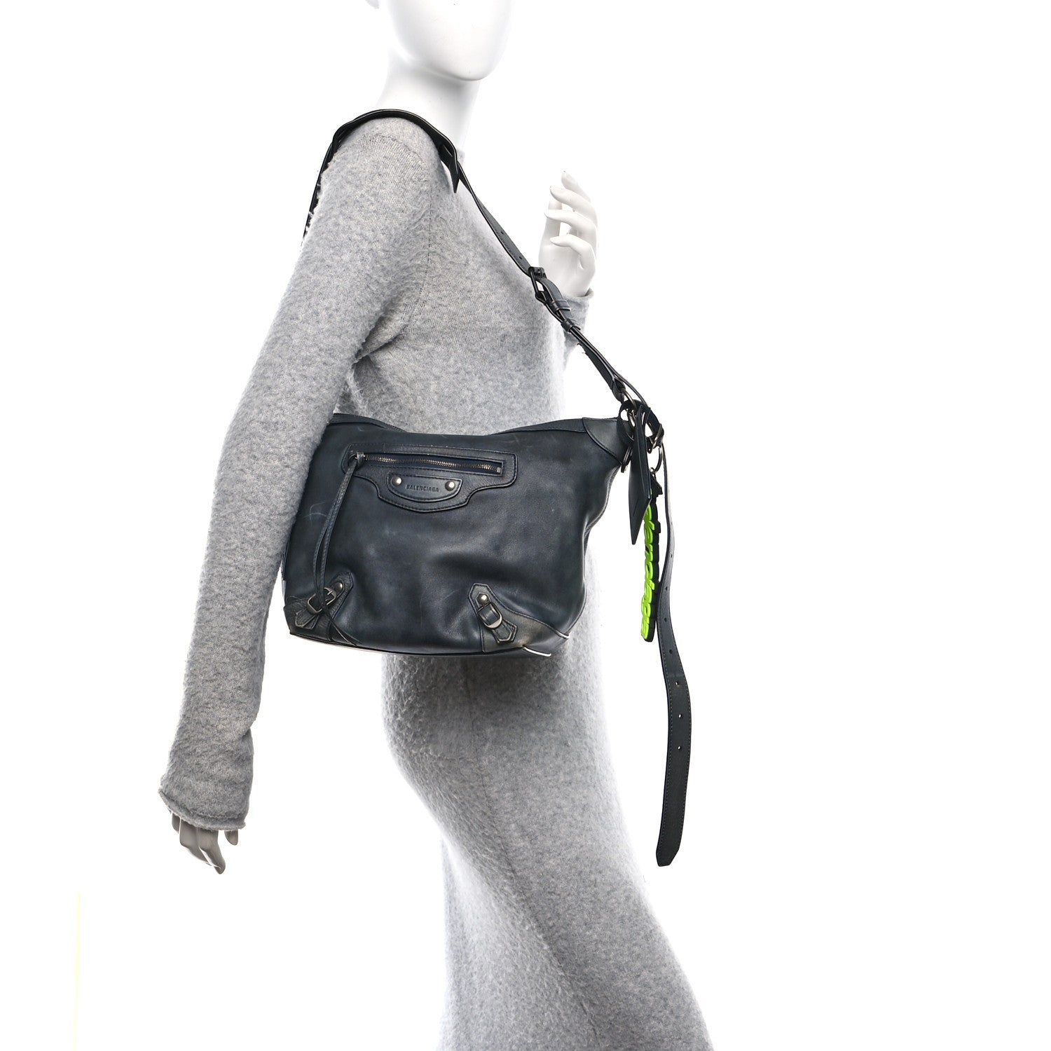 Balenciaga Used Calfskin Silver Hardware Small Neo Classic City Navy 2 of 10
