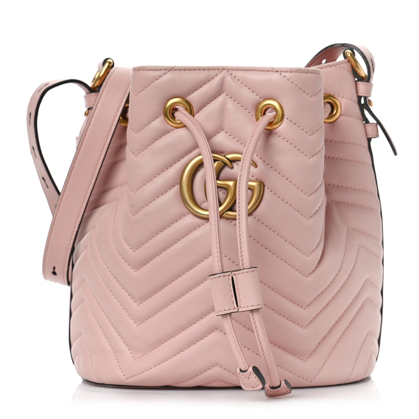 Calfskin Matelasse Sylvie Web GG Marmont Bucket Bag Perfect Pink