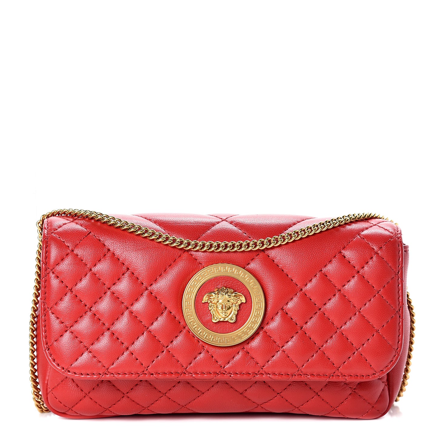 Nappa Quilted Trapuntata Tribute Wallet Chain Crossbody Rosso