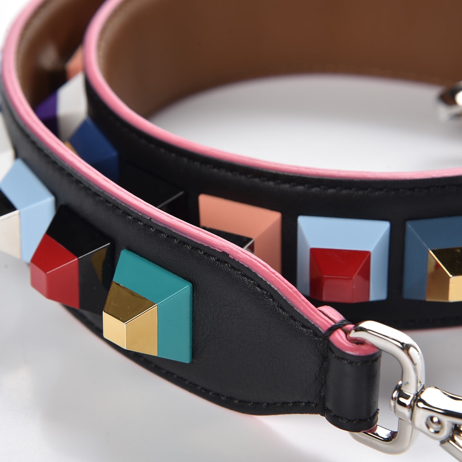 Fendi Vitello Dolce Plexiglass Bi-Color Studded Strap You Black Brownie Multicolor 5 of 5