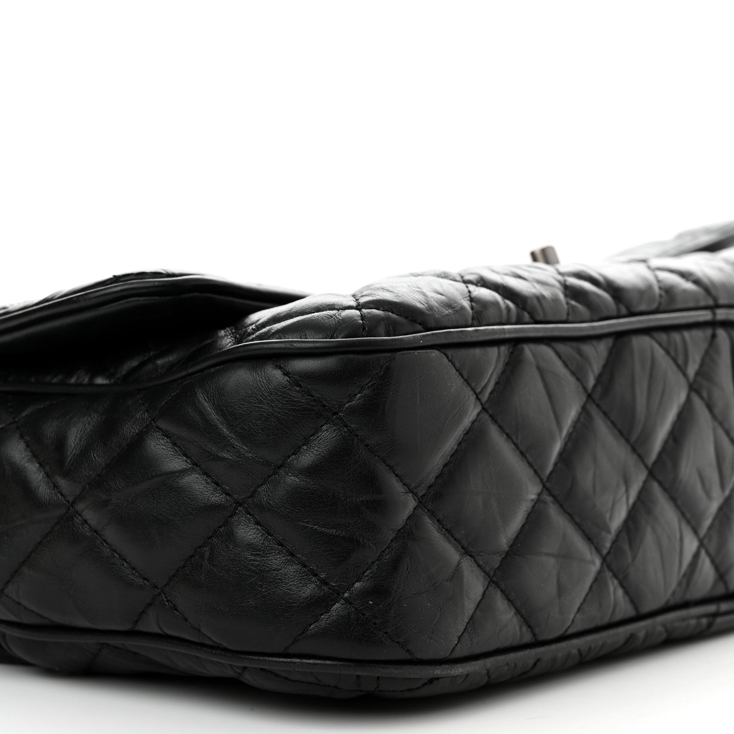 Chanel Crumpled Calfskin Quilted Medium Casual Rock Flap Black 9 of 10