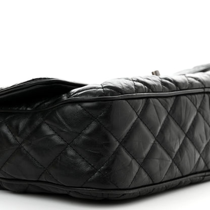 Chanel Crumpled Calfskin Quilted Medium Casual Rock Flap Black 9 of 10