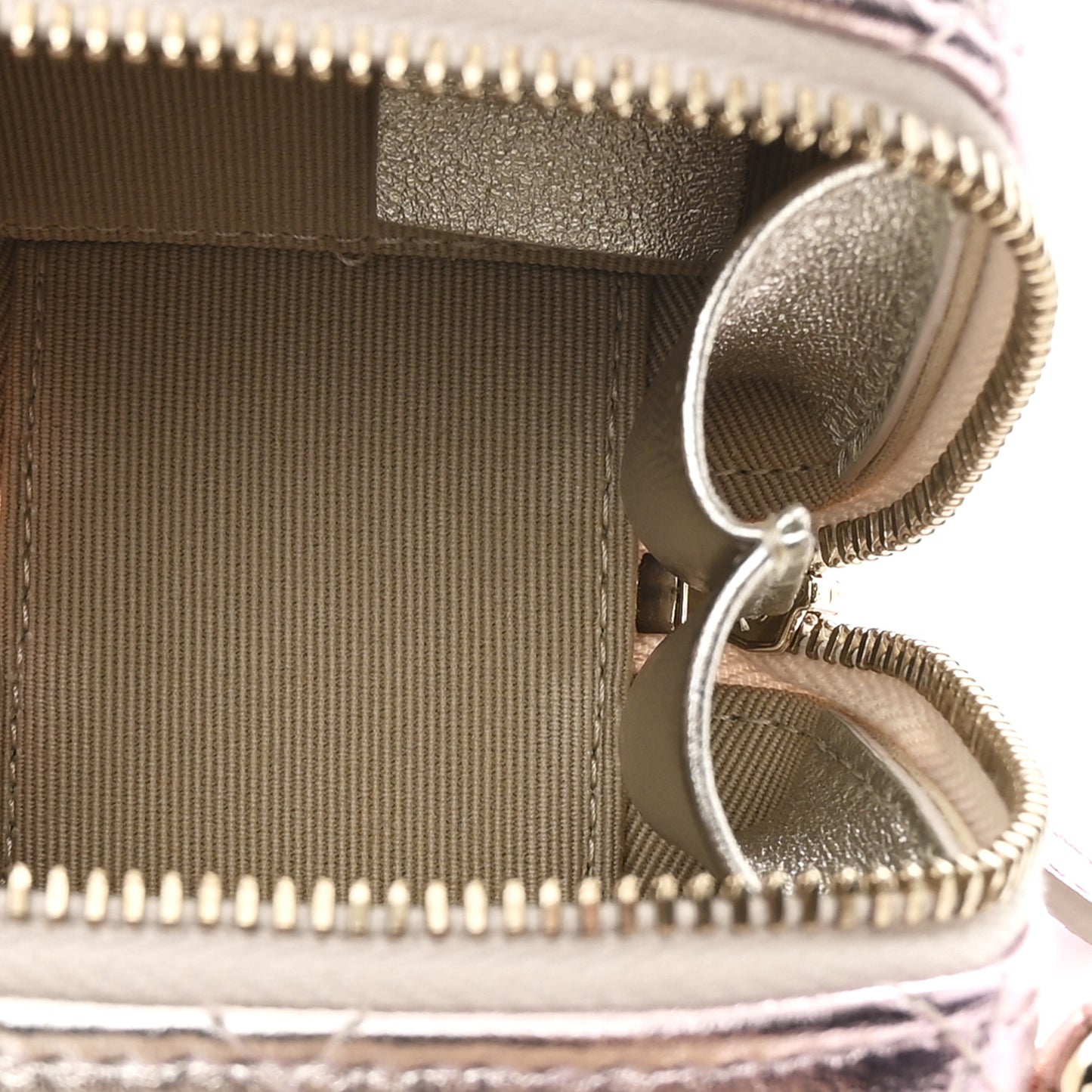 Gradient Metallic Lambskin Quilted Like A Wallet Clutch With Chain Gold Pink