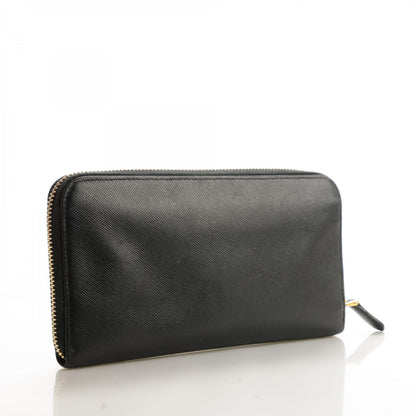 Prada Saffiano Metal Zip Around Wallet Nero Black 3 of 8