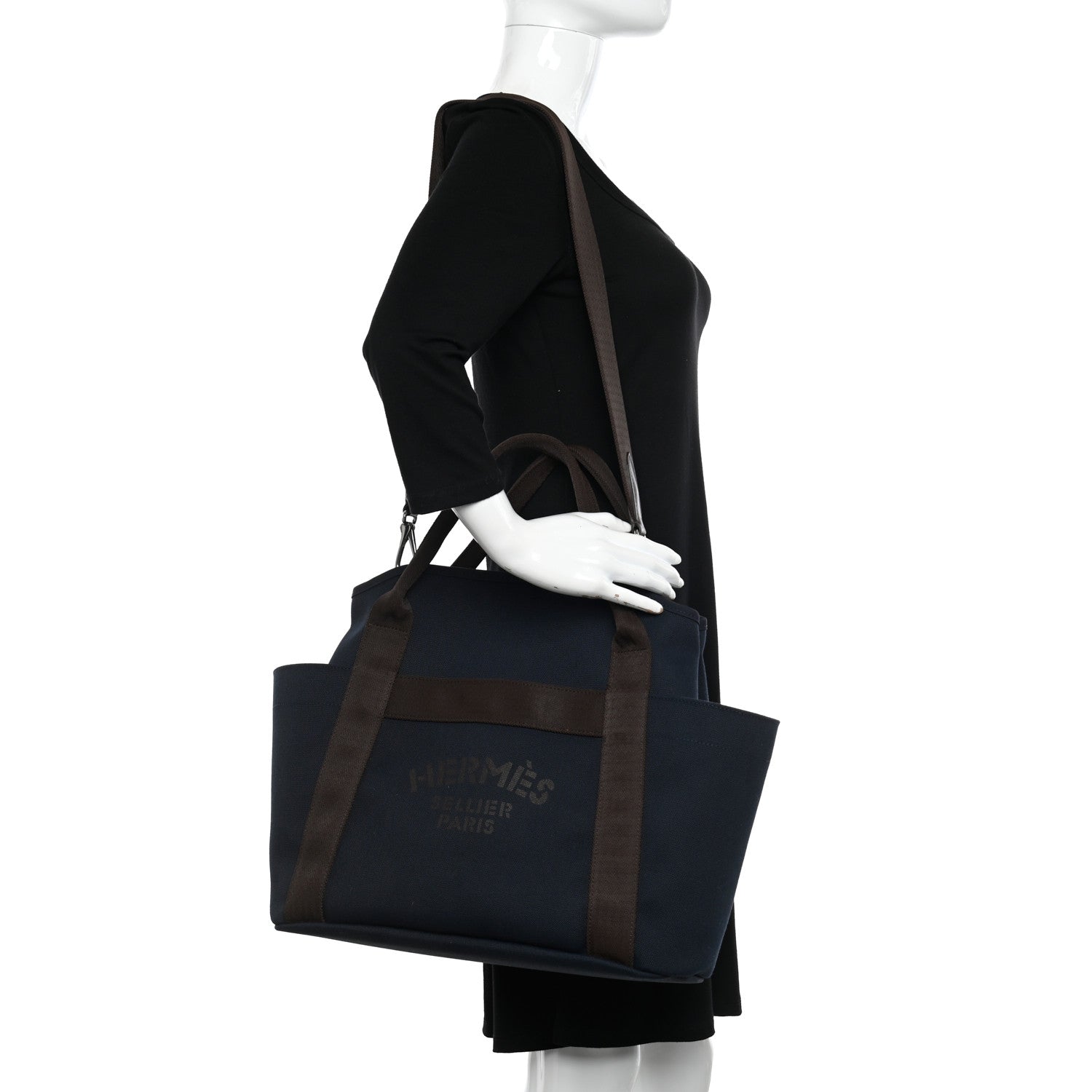 Hermes Canvas The Grooming Bag Bleu Navy Feu 2 of 12