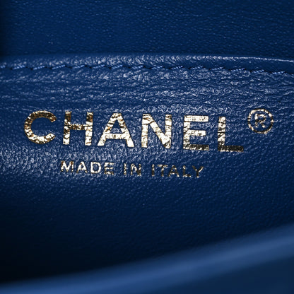 Chanel Lambskin Chevron Quilted Mini Square Flap Blue 6 of 10