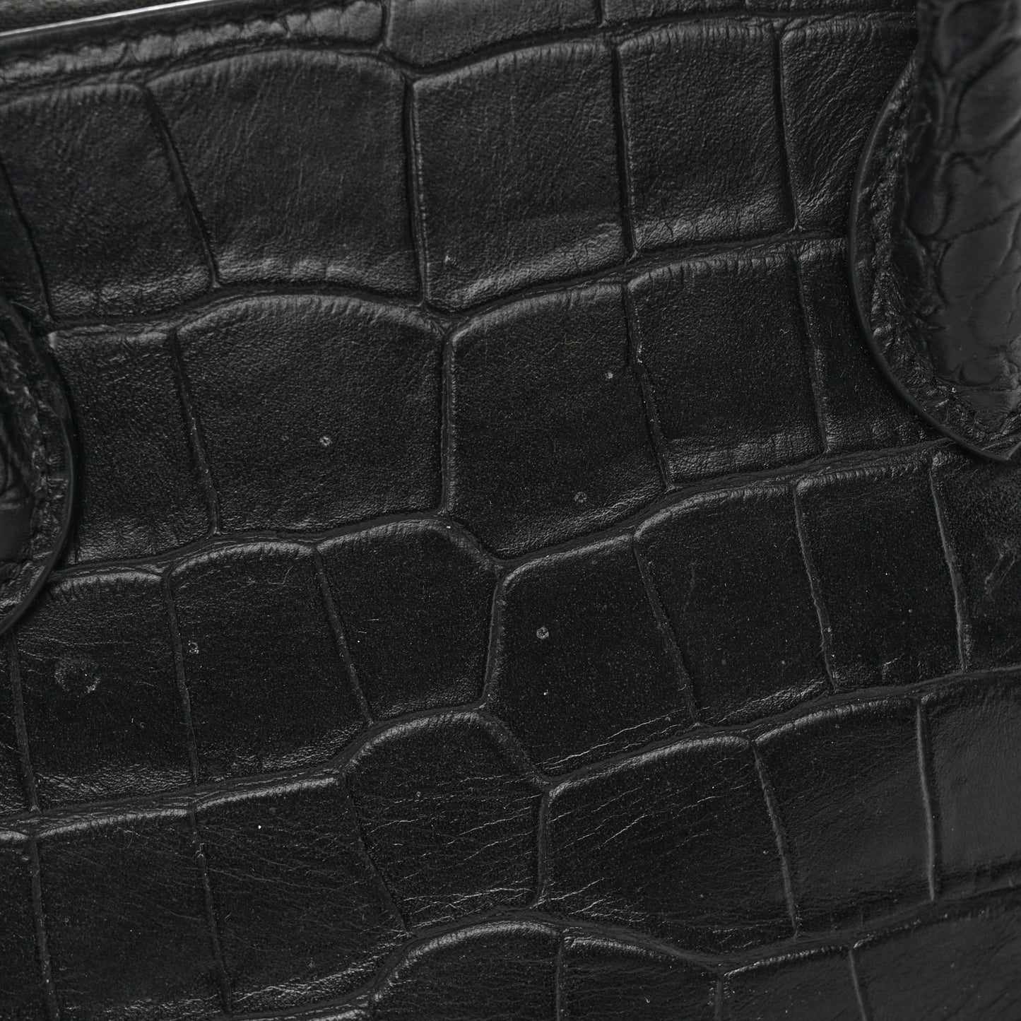 Calfskin Logo Crocodile Embossed S Ville Top Handle Bag Black White