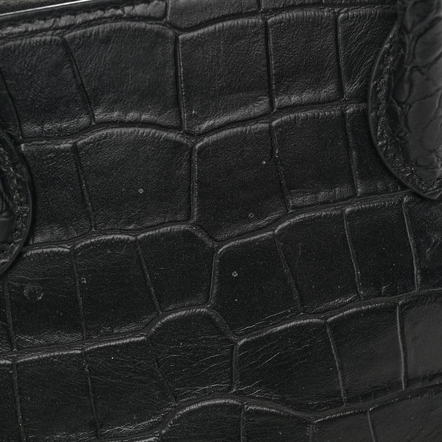 Balenciaga Calfskin Logo Crocodile Embossed S Ville Top Handle Bag Black White 17 of 22