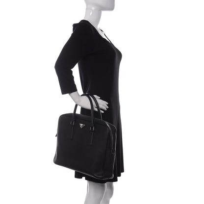 Prada Saffiano Travel Briefcase Black 2 of 12