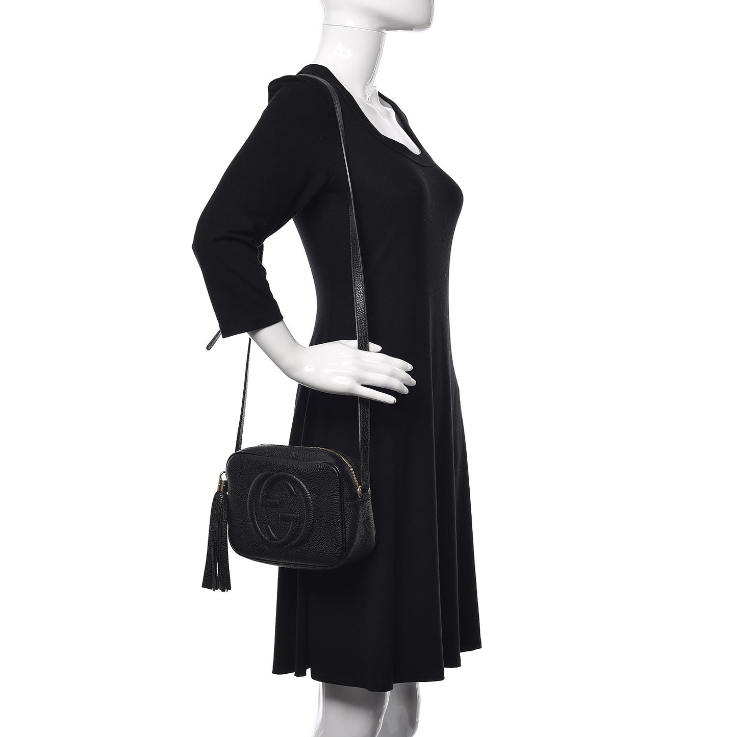 Pebbled Calfskin Small Soho Disco Bag Black