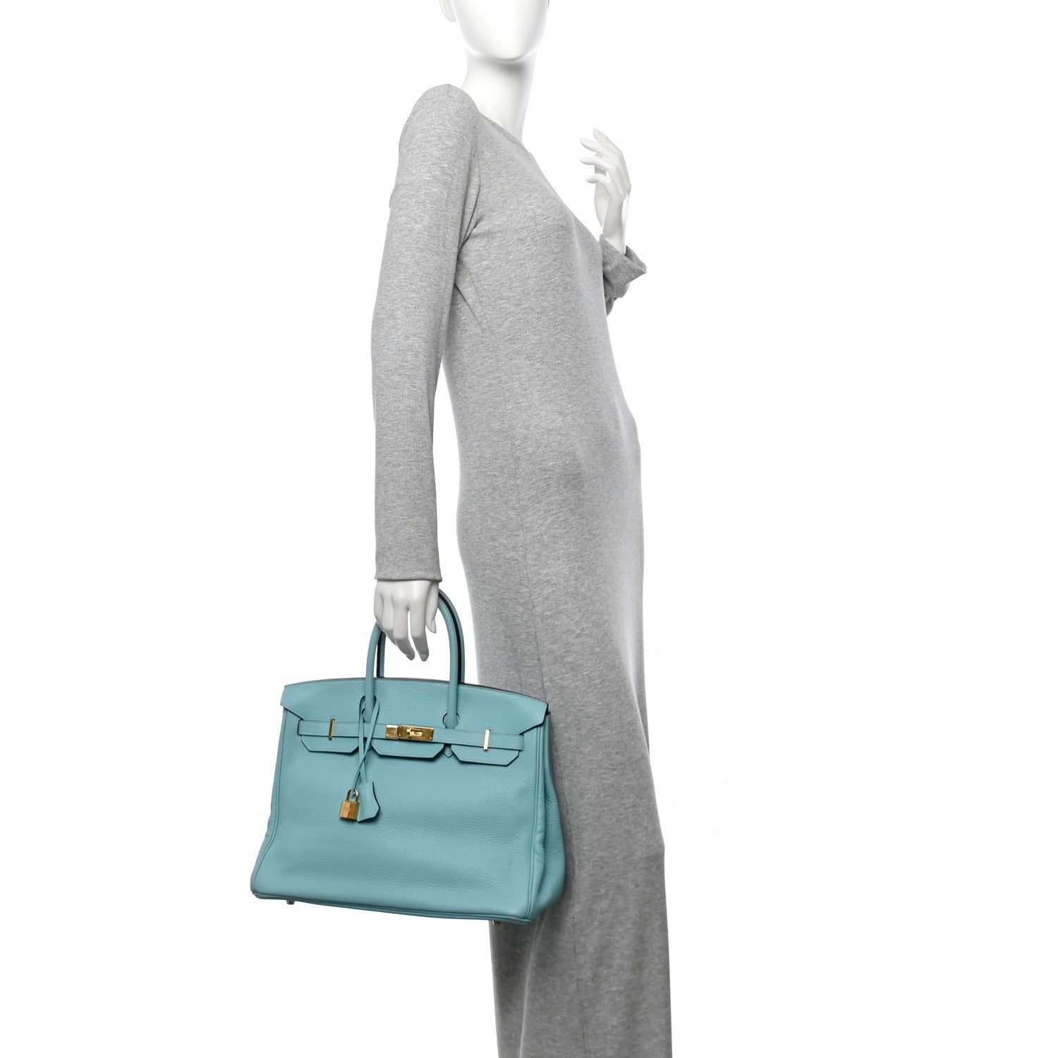 Hermes Taurillon Clemence BIRKIN 35  Bleu Atoll 2 of 14