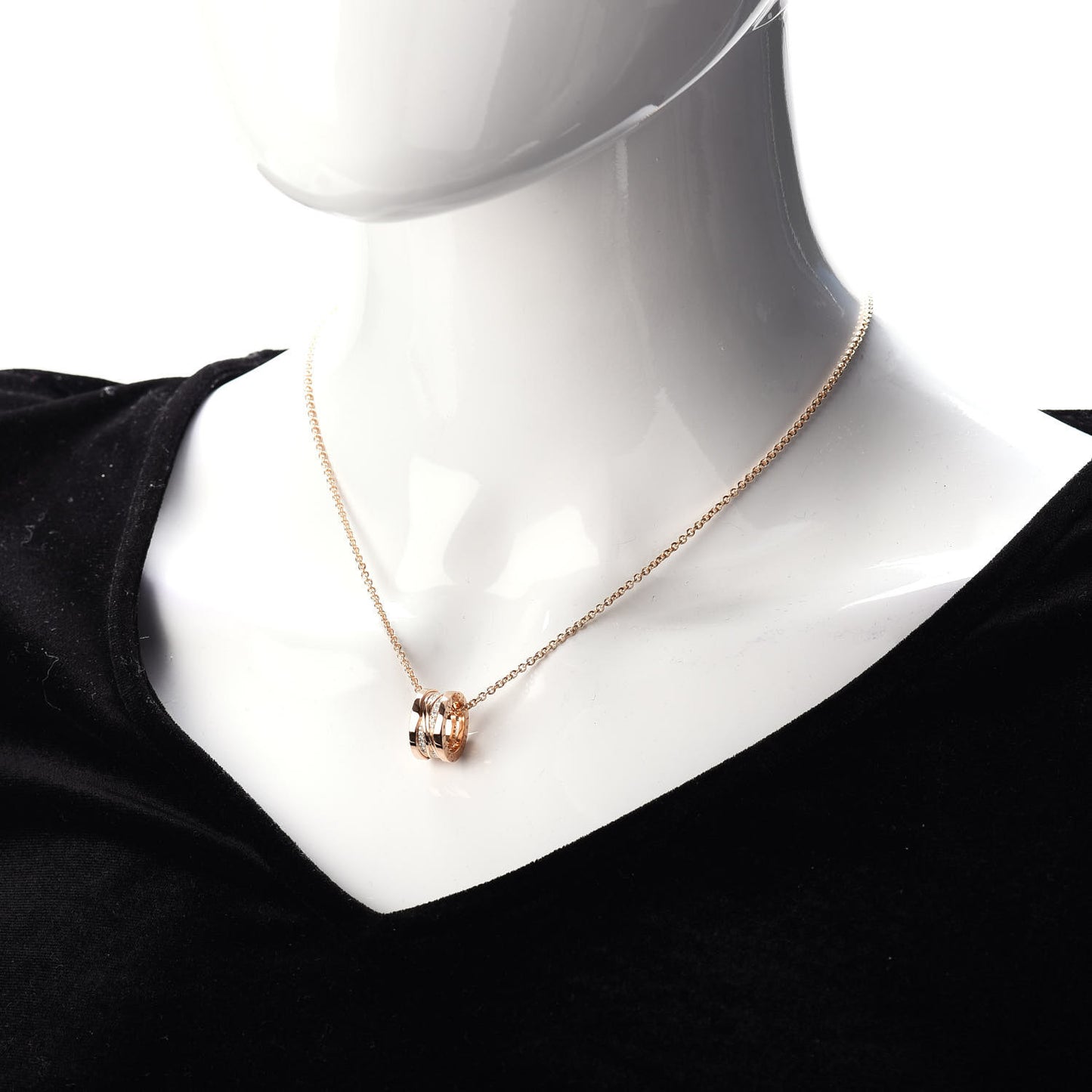 18K Rose Gold Diamond B.Zero1 Legend Pendant Necklace