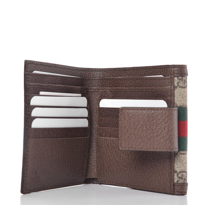 Gucci GG Supreme Monogram Web Ophidia French Flap Wallet Beige New Acero 5 of 8