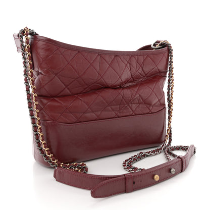 Chanel Aged Calfskin Quilted Medium Gabrielle Hobo Burgundy 3 of 13