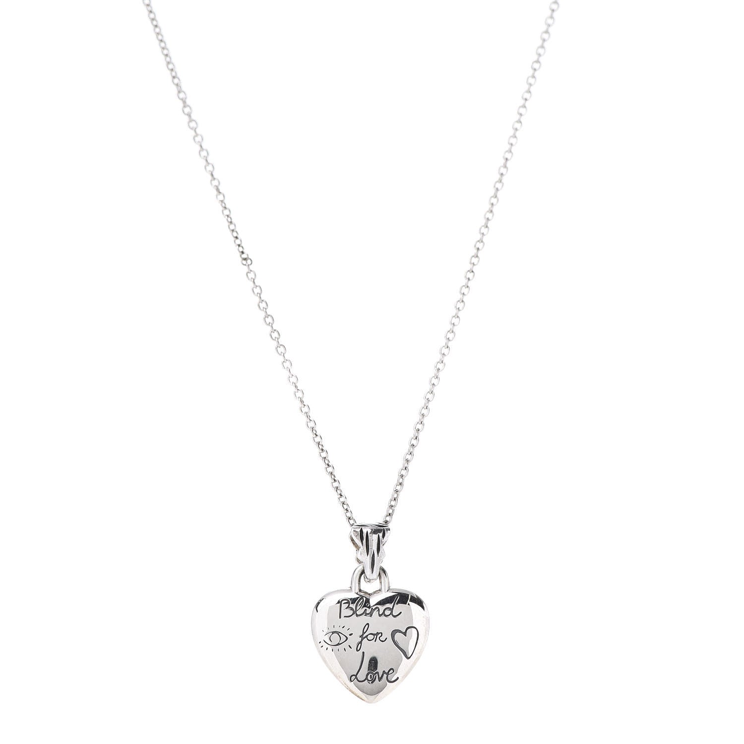 Gucci Sterling Silver Blind for Love Heart Pendant Necklace 1 of 7