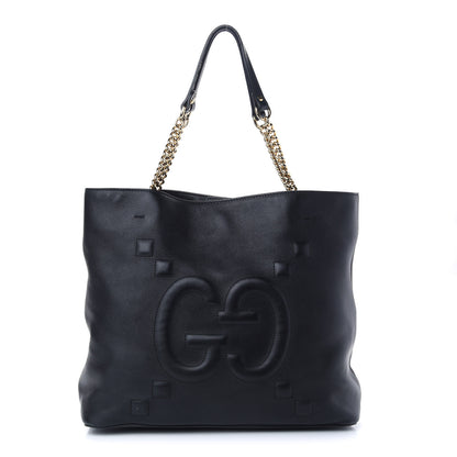 Gucci Apollo Calfskin GG Dadini Embroidered Chain Shoulder Tote Black 1 of 9