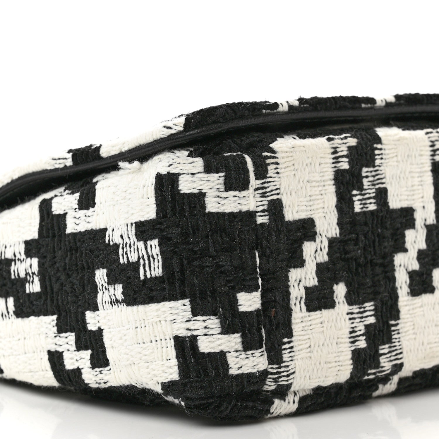 Christian Dior Tweed Macro Houndstooth Small Caro Bag Black White 7 of 8