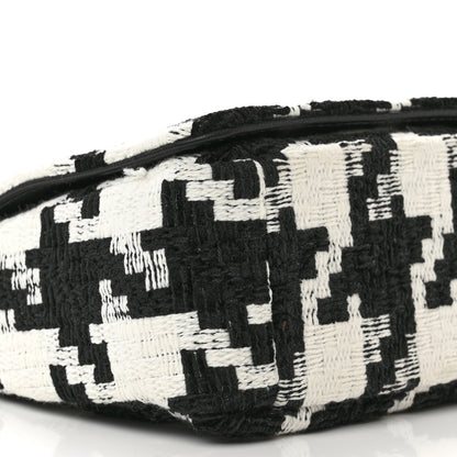 Christian Dior Tweed Macro Houndstooth Small Caro Bag Black White 7 of 8