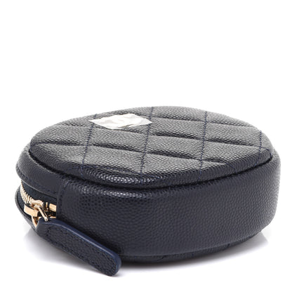 Chanel Caviar Quilted Zip Around Classic Coin Purse Navy 4 of 8