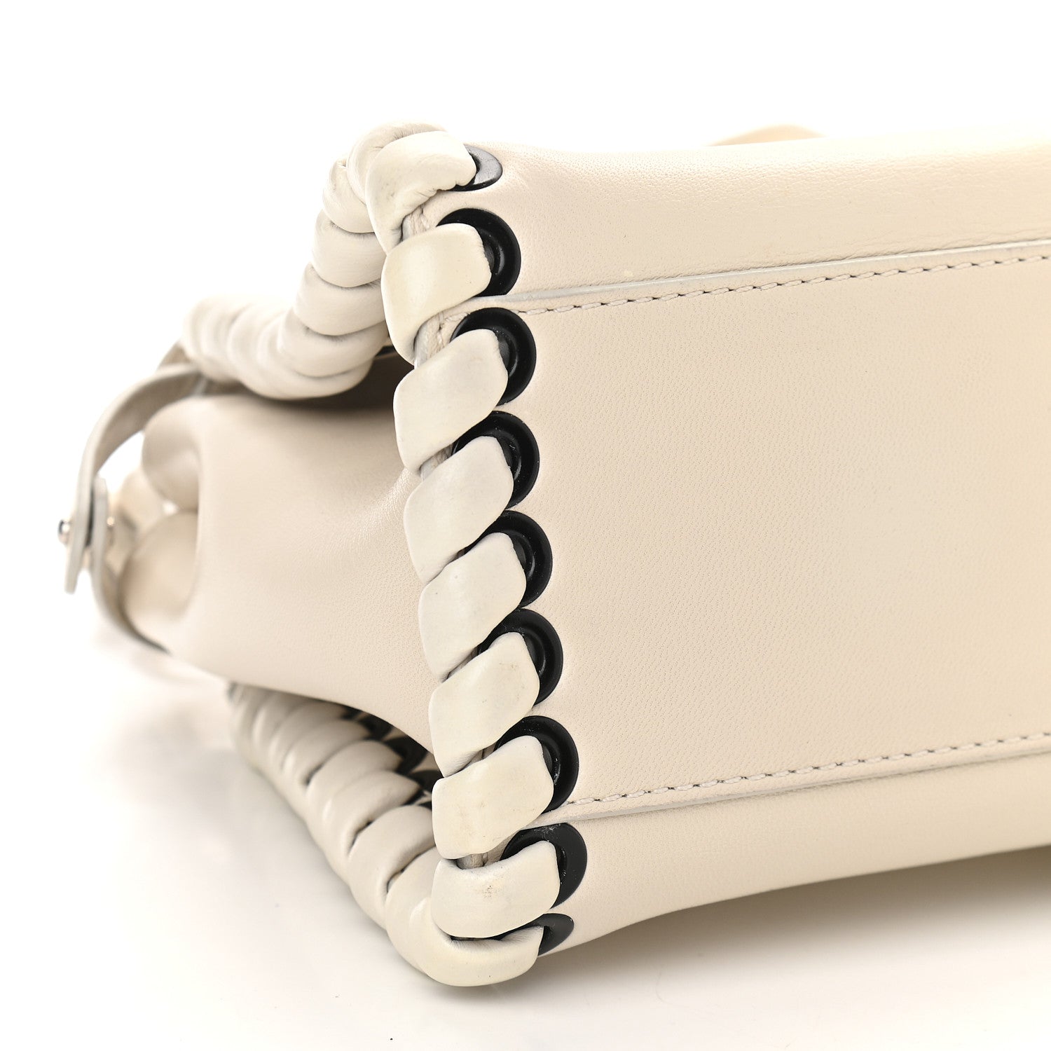 Fendi Nappa Lace Up Mini Peekaboo Iconic Satchel Bianco Carta 8 of 9