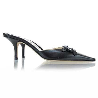 Jimmy Choo Leather Kitten Heels Slides 37 Black 6 of 6