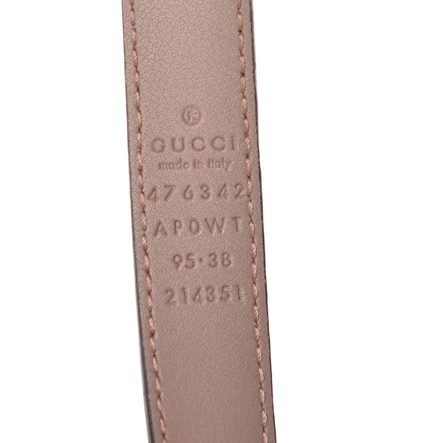 Calfskin Pearl Double G 20mm Belt 95 38 Porcelain Rose