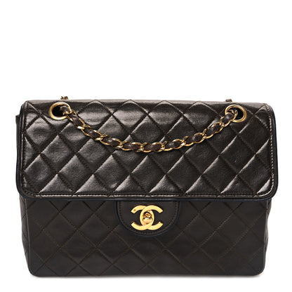 Chanel Lambskin Quilted Bi-Color Small Single Flap Dark Brown 1 of 15