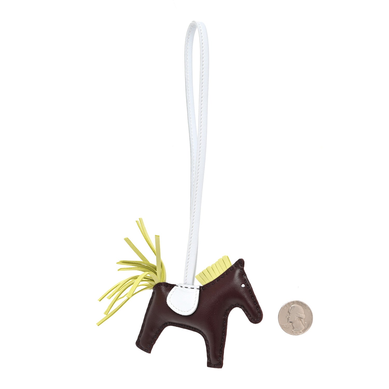 Hermes Milo Lambskin Grigri Rodeo Horse Bag Charm PM Rouge Sellier Jaune Bourgeon Bleu Brume 2 of 4