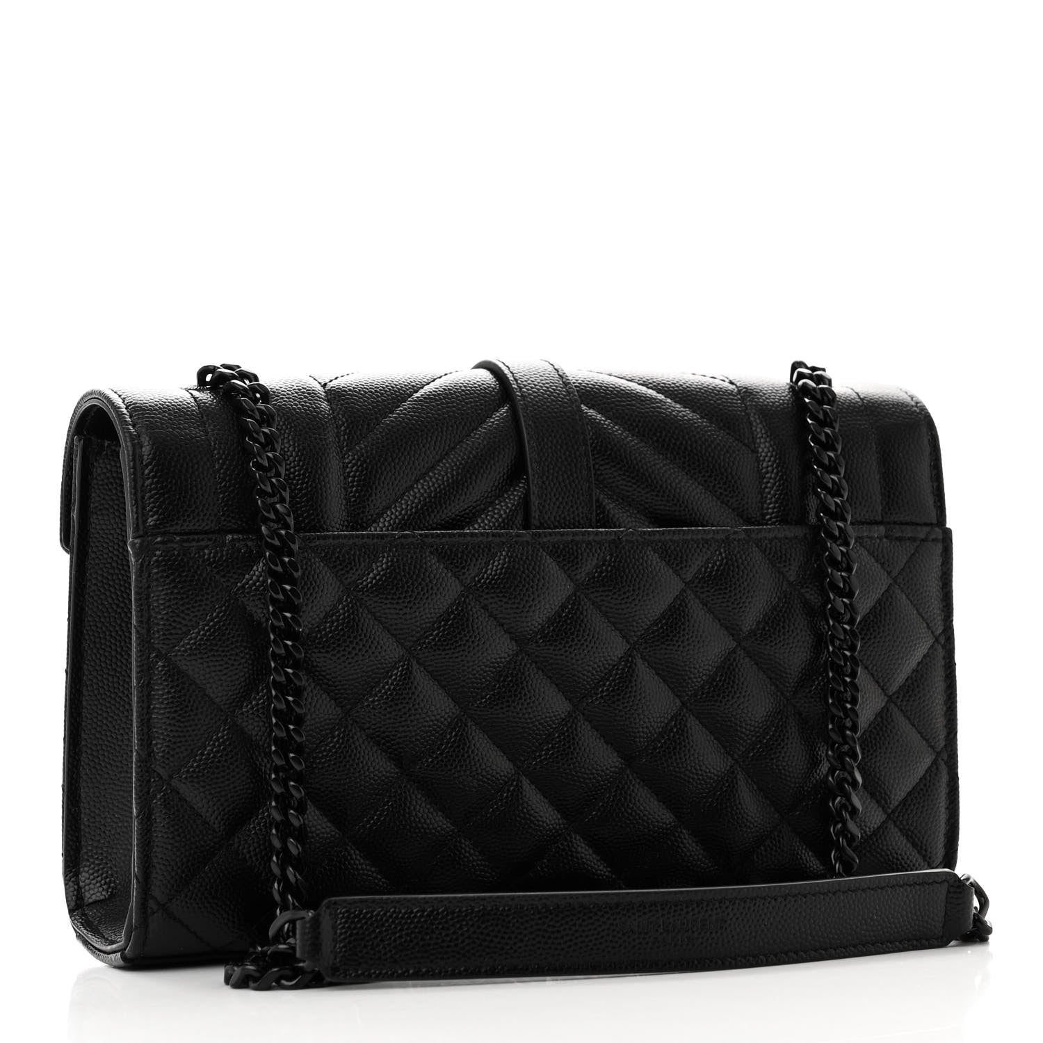 Saint Laurent Grain De Poudre Textured Mixed Matelasse Triquilt Small Monogram Monochrome Satchel Black 3 of 9