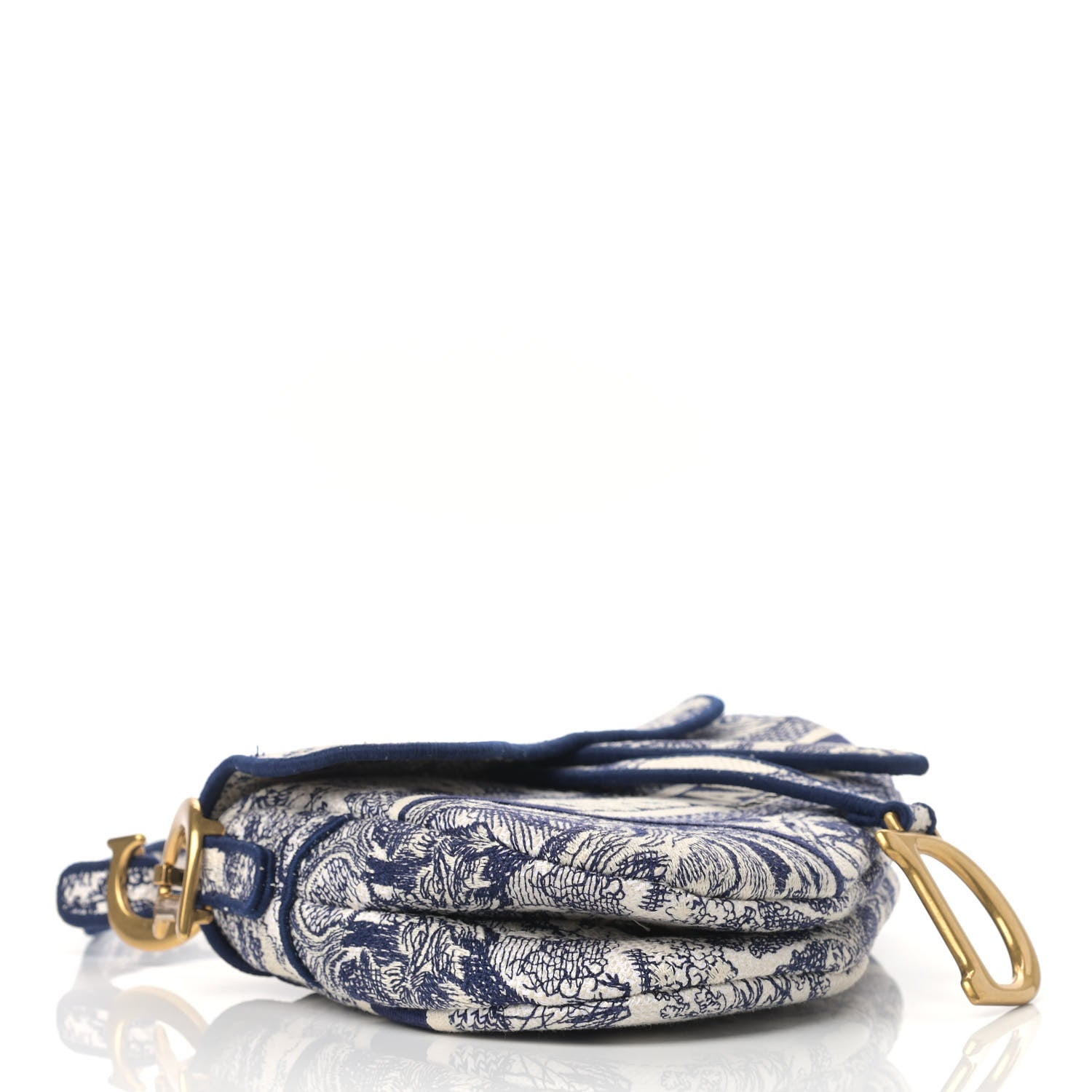 Christian Dior Canvas Embroidered Toile de Jouy Saddle Bag Blue 4 of 16