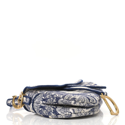 Christian Dior Canvas Embroidered Toile de Jouy Saddle Bag Blue 4 of 16