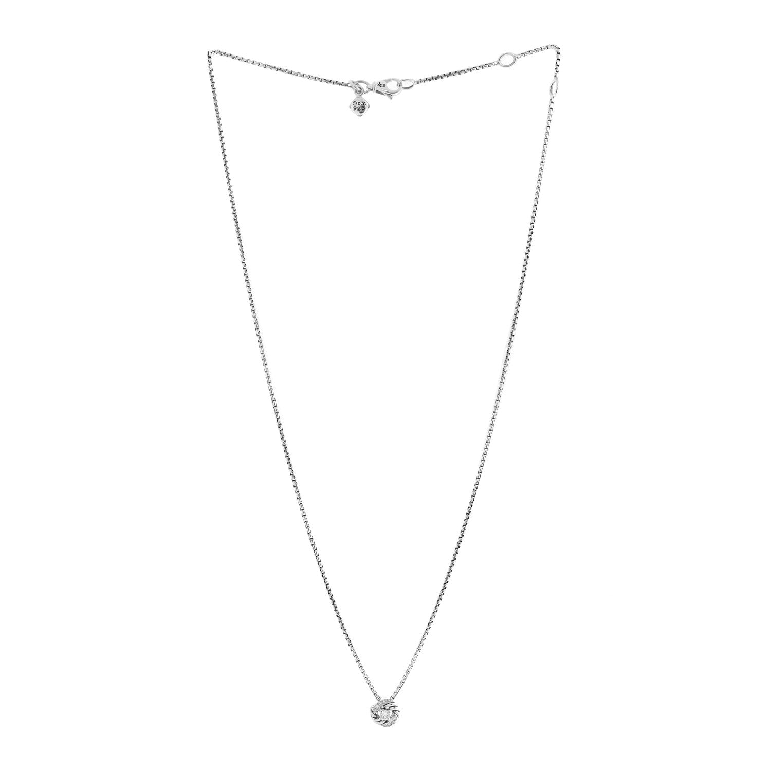 David Yurman Sterling Silver Diamond 8mm Petite Infinity Pendant Necklace 3 of 5