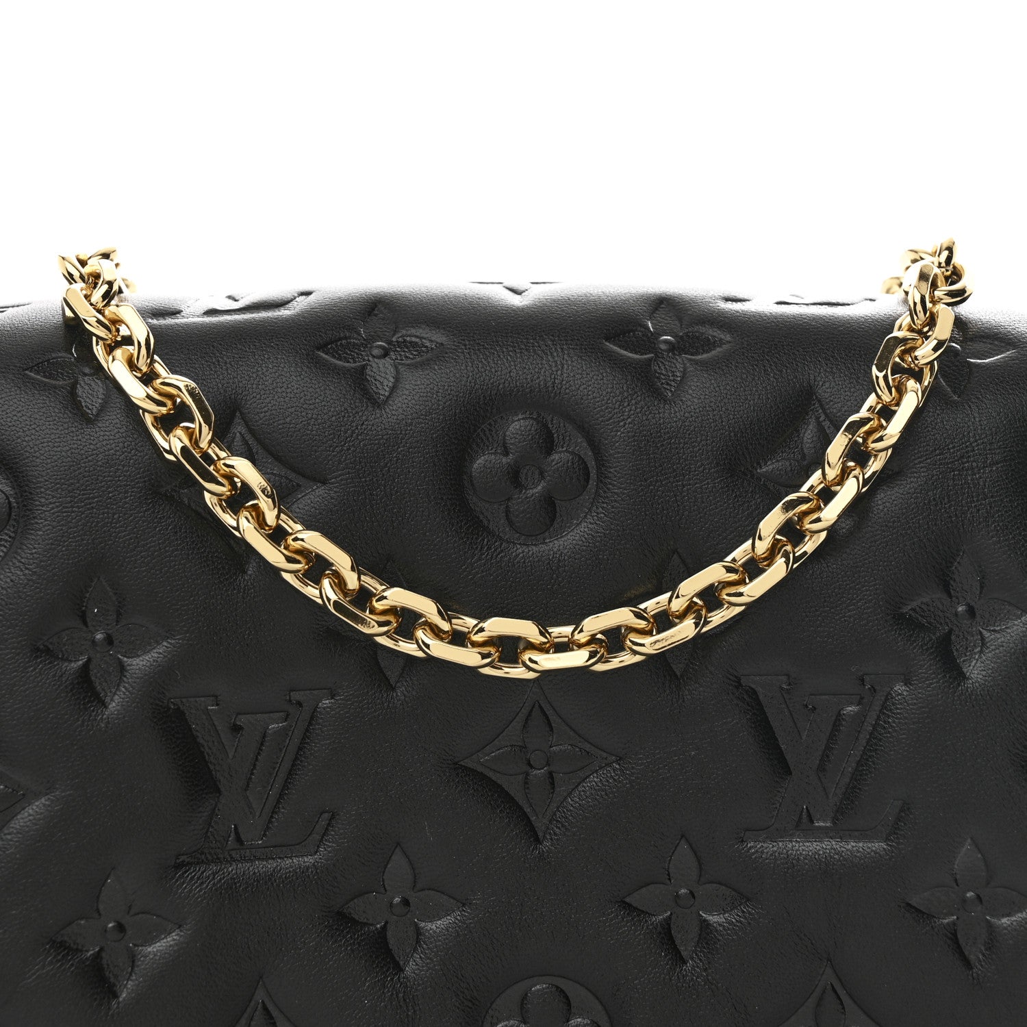Louis Vuitton Lambskin Embossed Monogram Pochette Coussin Black 9 of 12