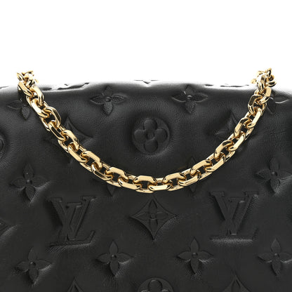 Louis Vuitton Lambskin Embossed Monogram Pochette Coussin Black 9 of 12