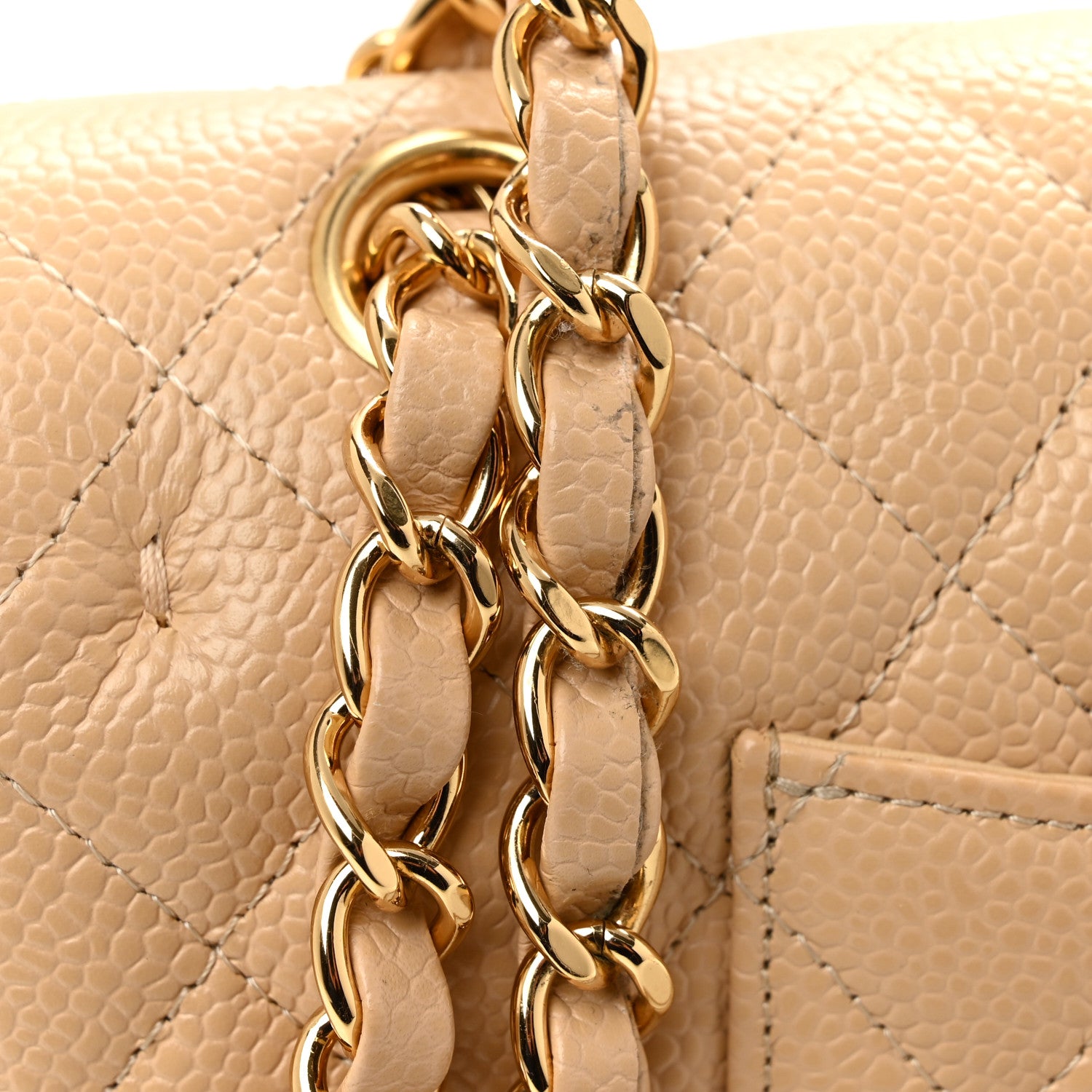 Chanel Caviar Quilted Medium Double Flap Beige 11 of 12