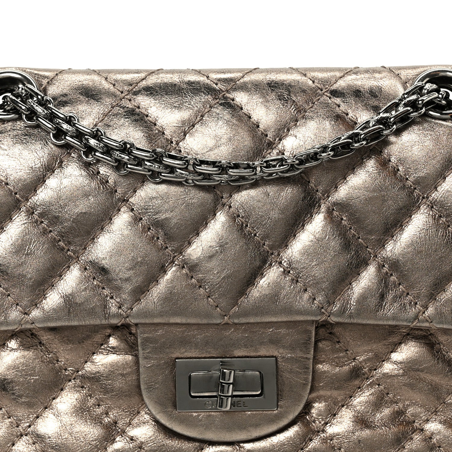 Chanel Aged Calfskin Quilted 2.55 Reissue Mini Flap Dark Silver 8 of 10